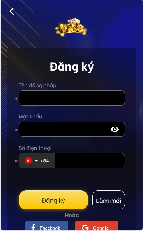 Form đăng ký Vi68