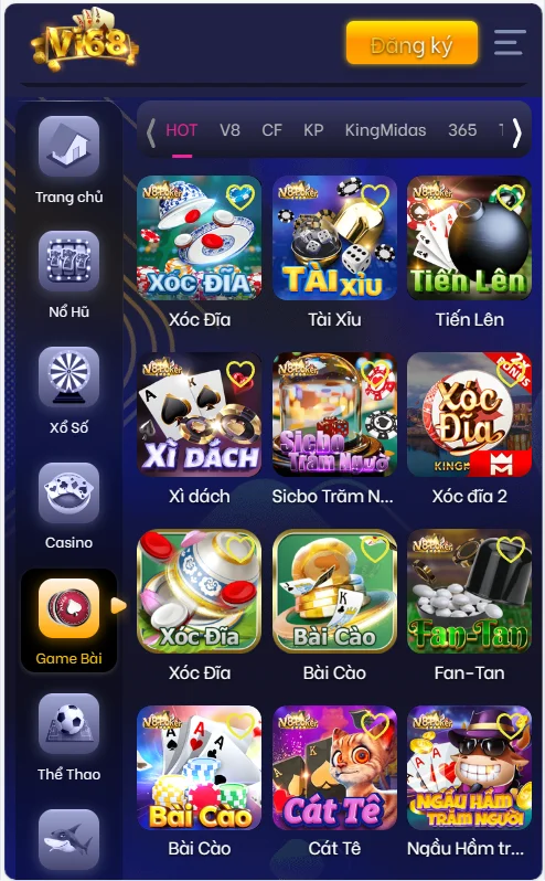 Game bài Vi68 với nhiều thể loại truyền thống và quốc tế
