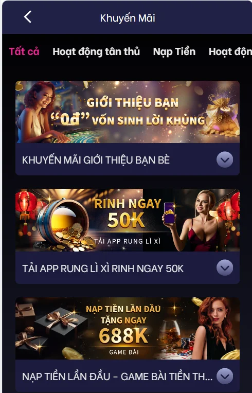 Vi68 cung cấp đa dạng khuyến mãi cho người chơi