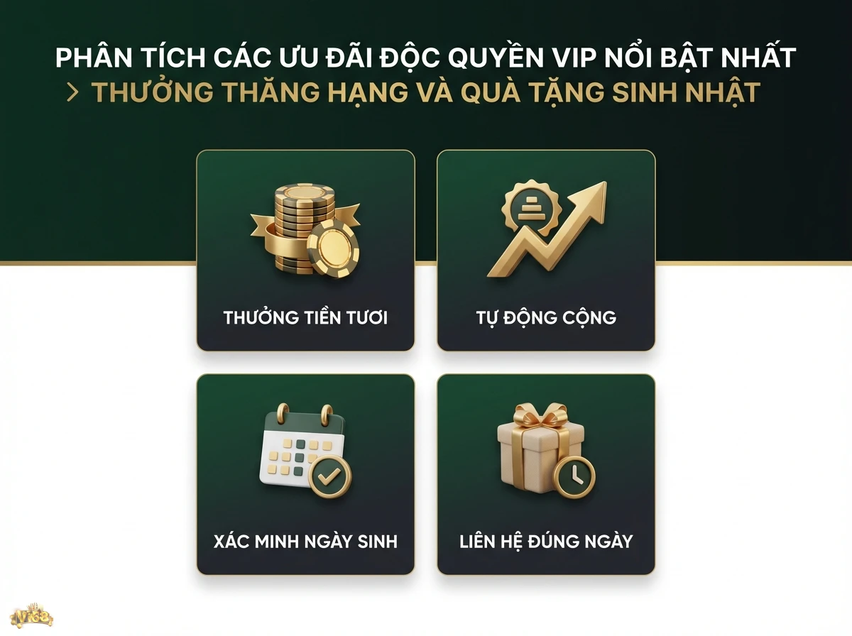 Thưởng thăng hạng v&agrave; qu&agrave; sinh nhật hướng dẫn nhận ưu đ&atilde;i thăng cấp v&agrave; qu&agrave; sinh nhật với c&aacute;c biểu tượng chip poker v&agrave; hộp qu&agrave;