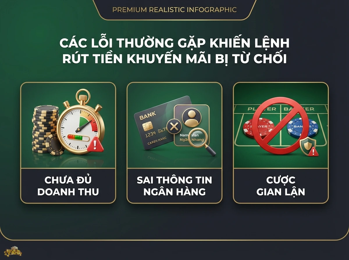 Lệnh r&uacute;t tiền khuyến m&atilde;i, c&aacute;c l&yacute; do phổ biến khiến bị từ chối hiển thị qua chip poker, thẻ ng&acirc;n h&agrave;ng v&agrave; dấu cấm