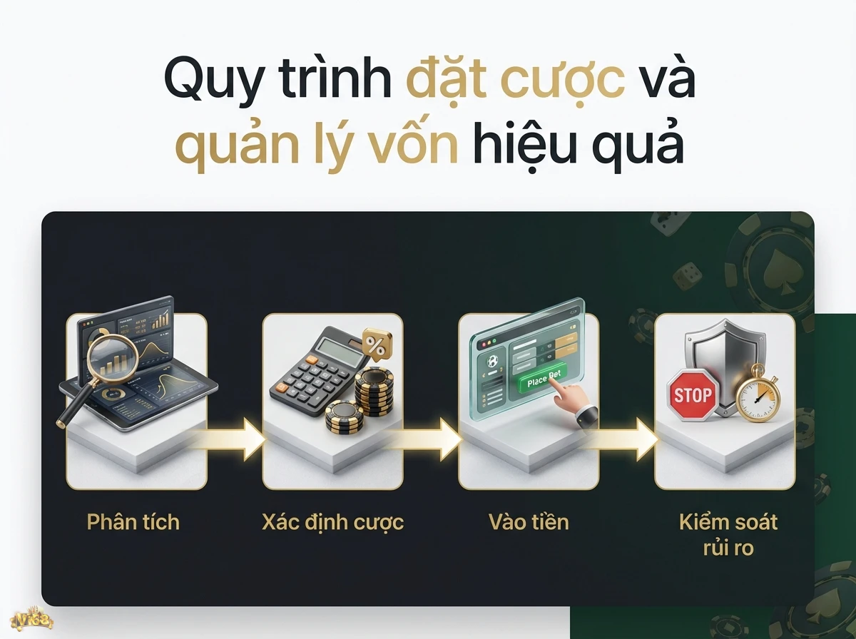 Quy tr&igrave;nh đặt cược v&agrave; quản l&yacute; vốn hiệu quả gi&uacute;p người chơi tối ưu h&oacute;a việc đặt cược qua biểu đồ ph&acirc;n t&iacute;ch v&agrave; m&aacute;y t&iacute;nh k&egrave;m chip cược
