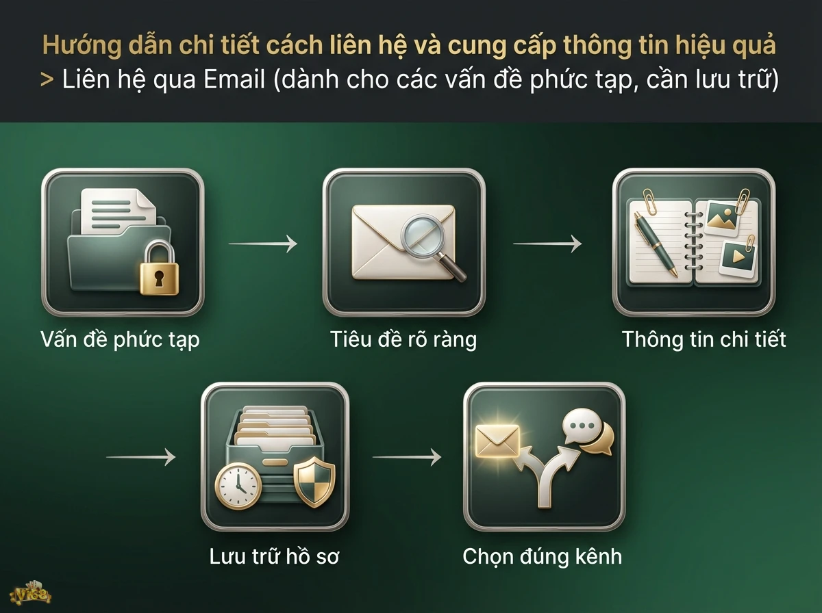 C&aacute;ch li&ecirc;n hệ qua Email gi&uacute;p người d&ugrave;ng gửi th&ocirc;ng tin hiệu quả cho c&aacute;c vấn đề phức tạp, với biểu tượng phong b&igrave; v&agrave; k&iacute;nh l&uacute;p