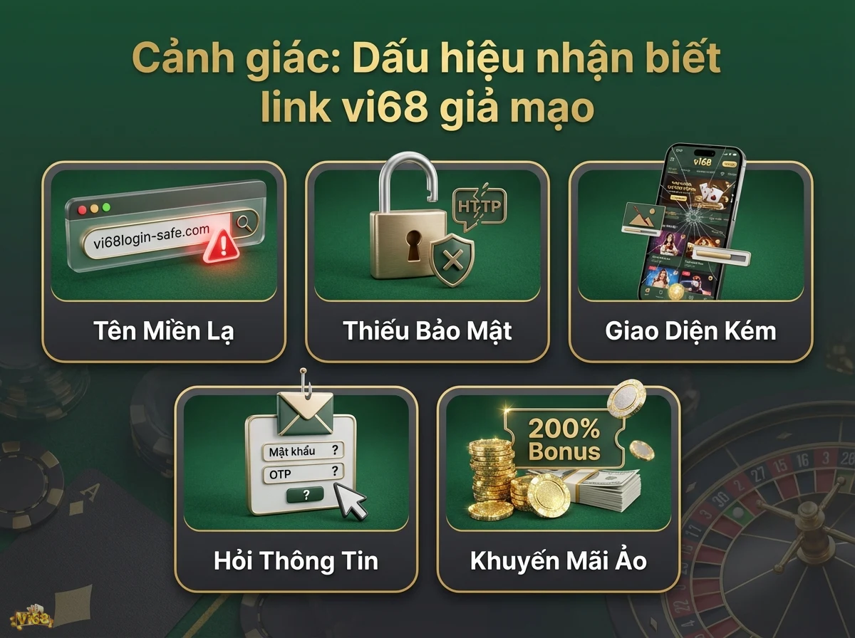 Nhận biết trang giả mạo chỉ ra c&aacute;c đặc điểm của link lừa đảo như thiếu bảo mật v&agrave; khuyến m&atilde;i ảo, qua biểu tượng ổ kh&oacute;a v&agrave; đồng xu