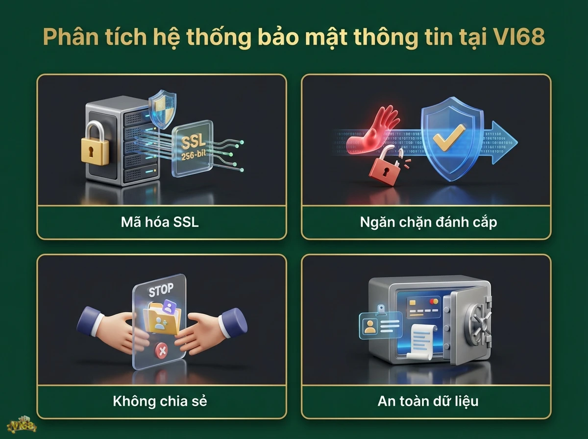 Bảo mật th&ocirc;ng tin gi&uacute;p bảo vệ dữ liệu, chống đ&aacute;nh cắp v&agrave; chia sẻ th&ocirc;ng qua m&atilde; h&oacute;a SSL 256-bit v&agrave; khi&ecirc;n bảo vệ
