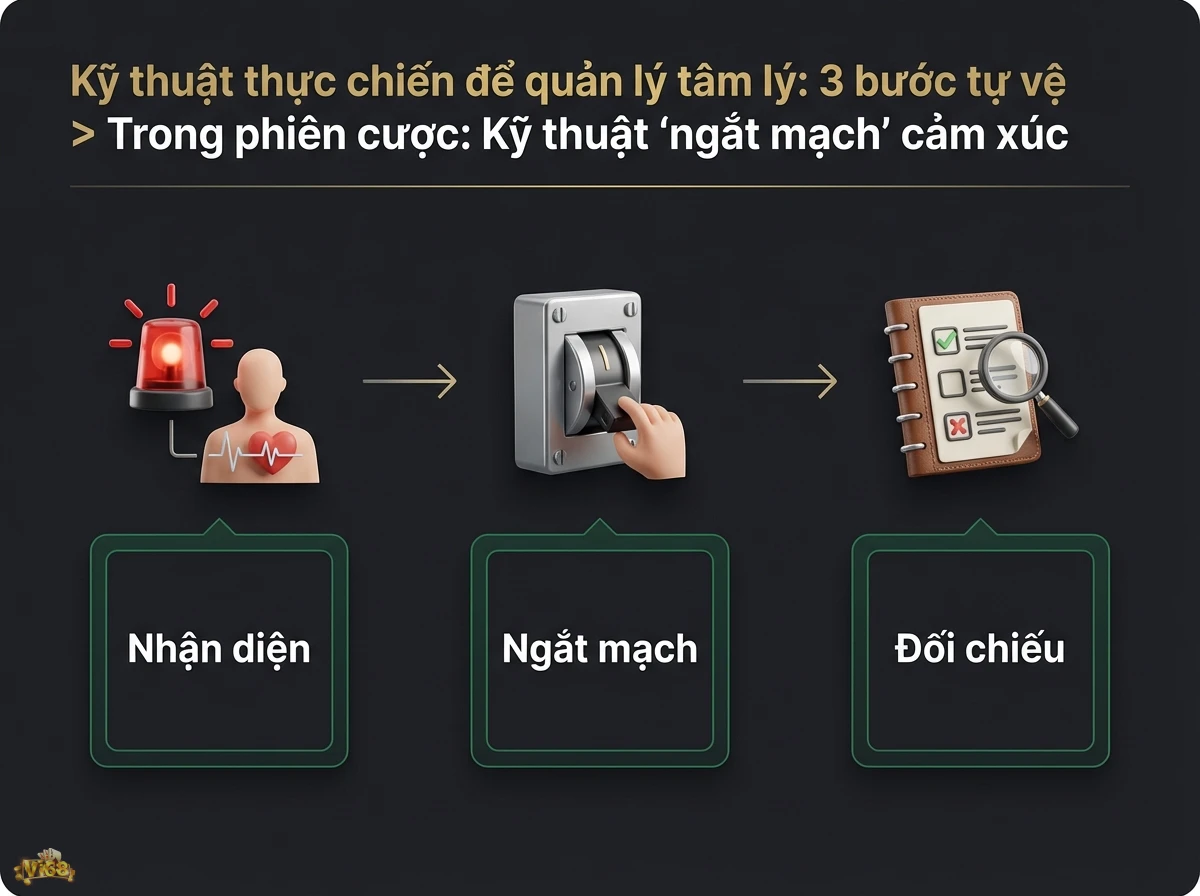 Kỹ thuật ngắt mạch cảm x&uacute;c gi&uacute;p người chơi kiểm so&aacute;t t&acirc;m l&yacute; khi cược, thể hiện qua đ&egrave;n b&aacute;o động, c&ocirc;ng tắc v&agrave; sổ tay kiểm tra