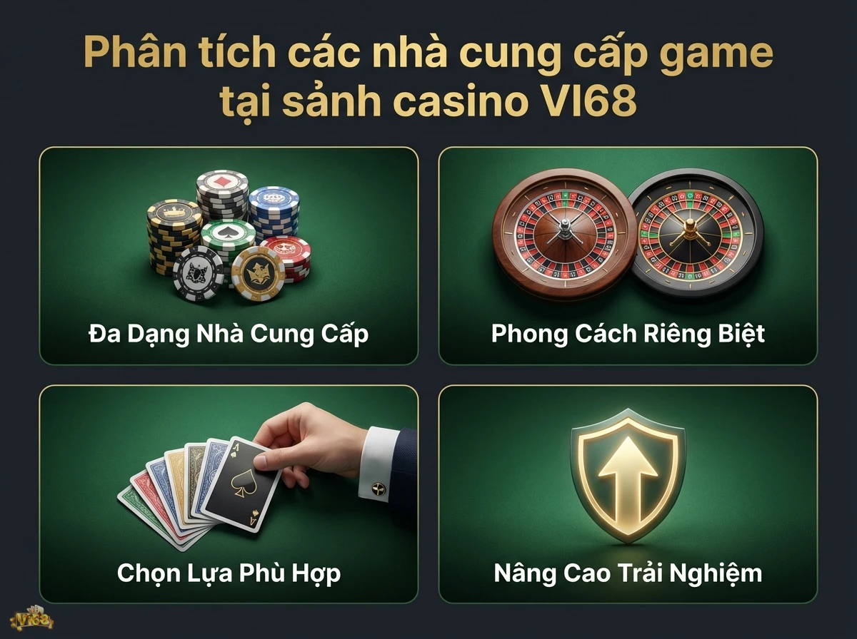 Nh&agrave; cung cấp game casino đa dạng gi&uacute;p người chơi c&oacute; nhiều lựa chọn ph&ugrave; hợp v&agrave; n&acirc;ng cao trải nghiệm với chip poker v&agrave; v&ograve;ng quay roulette