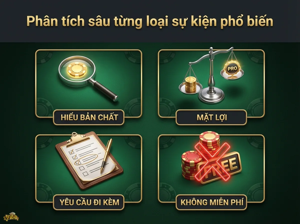 Ph&acirc;n t&iacute;ch sự kiện gi&uacute;p người chơi hiểu r&otilde; bản chất, lợi &iacute;ch v&agrave; c&aacute;c y&ecirc;u cầu đi k&egrave;m qua k&iacute;nh l&uacute;p v&agrave; c&acirc;n