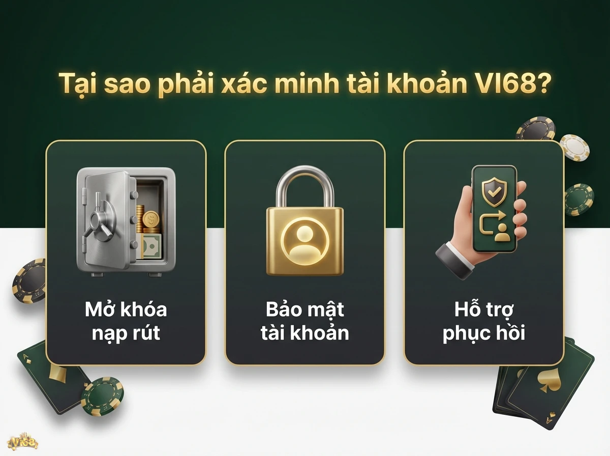 X&aacute;c minh t&agrave;i khoản cần thiết để mở kh&oacute;a giao dịch, bảo mật v&agrave; hỗ trợ kh&ocirc;i phục, được minh họa bằng k&eacute;t sắt v&agrave; ổ kh&oacute;a