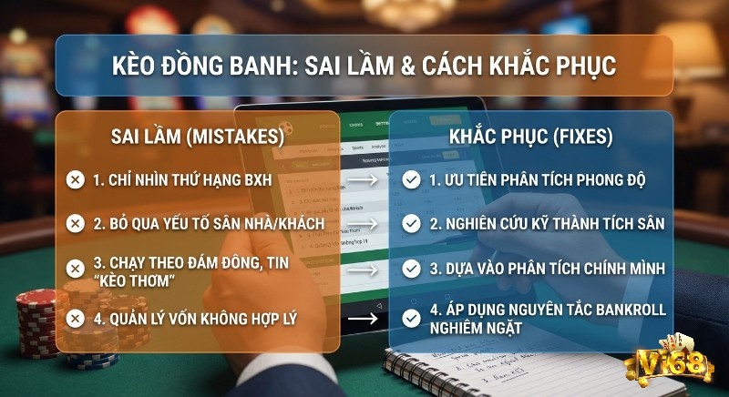 Checklist tổng hợp 4 sai lầm và 4 cách khắc phục hiệu quả khi soi kèo đồng banh là gì, tối ưu chiến lược đặt cược