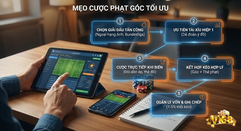 Quy trình 5 bước mẹo cược phạt góc tối ưu lợi nhuận, từ việc chọn giải đấu đến quản lý vốn và ghi chép chi tiết