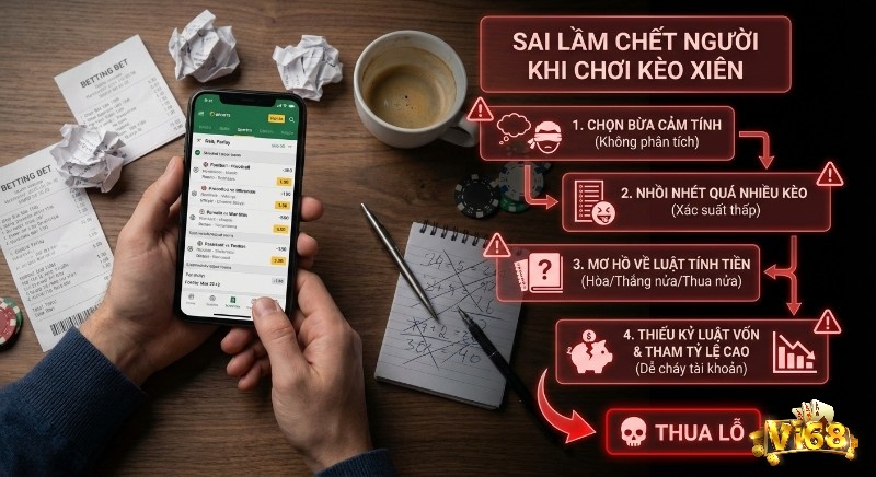 Checklist 4 sai lầm chết người cần tránh khi chơi kèo xiên là gì: chọn kèo cảm tính, nhồi quá nhiều và quản lý vốn kém