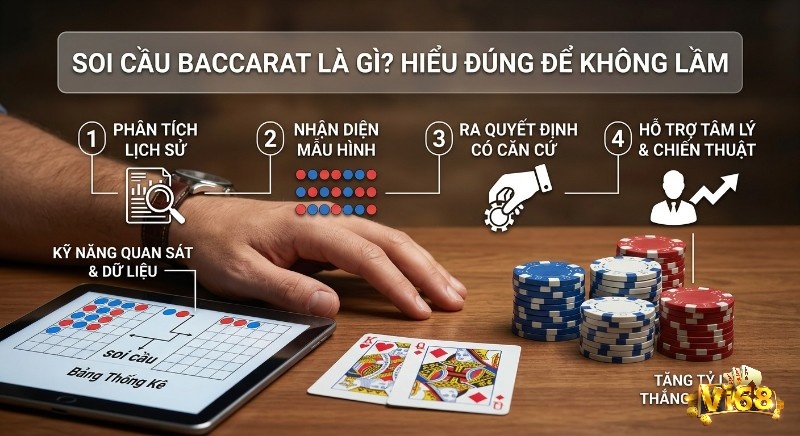 Tổng quan chiến lược soi cầu baccarat là gì qua 4 bước: phân tích lịch sử, nhận diện mẫu hình trên bảng thống kê, giúp tăng tỷ lệ thắng