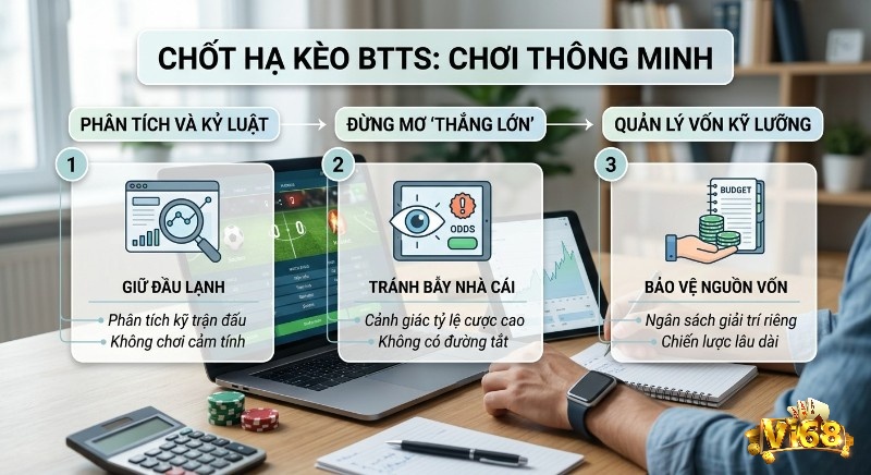 Hướng dẫn 3 bước chốt hạ kèo BTTS thông minh: giữ đầu lạnh, cảnh giác bẫy nhà cái và quản lý ngân sách chặt chẽ