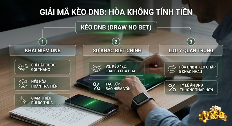 Giải mã kèo DNB là gì (Draw No Bet) tổng hợp khái niệm, điểm khác biệt chính và lưu ý quan trọng về hòa không tính tiền