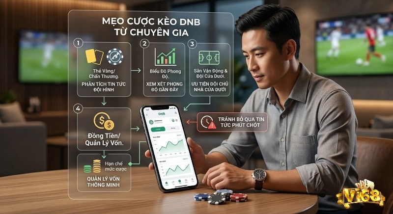 Tổng quan chiến thuật 4 bước mẹo cược kèo DNB chuyên gia: phân tích thông tin, phong độ, chọn trận, quản lý vốn và lưu ý tin phút chót