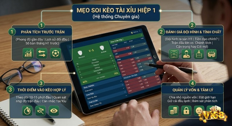 Checklist 4 bước chiến lược soi kèo tài xỉu hiệp 1 là gì luôn thắng từ chuyên gia: phân tích trận đấu, đội hình, thời điểm và quản lý vốn