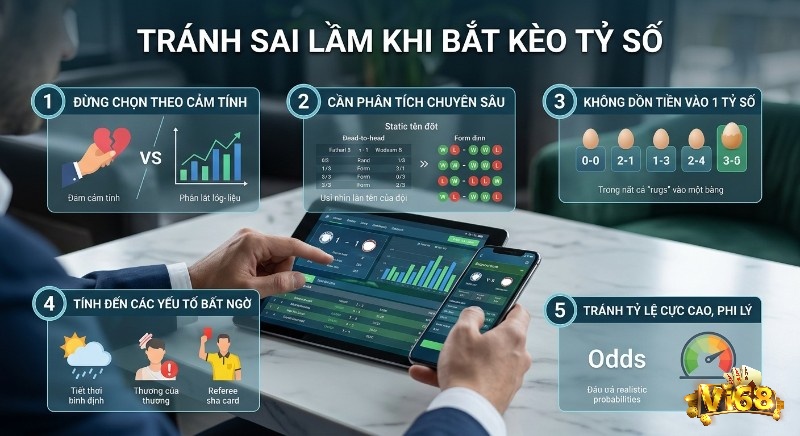 Checklist 5 điều cần nhớ để tránh mắc sai lầm khi bắt kèo tỷ số chính xác, nhấn mạnh phân tích dữ liệu và quản lý vốn