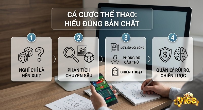 Tổng quan 4 bước hiểu bản chất cá cược thể thao là gì, từ bỏ suy nghĩ hên xui để phân tích chuyên sâu và quản lý rủi ro