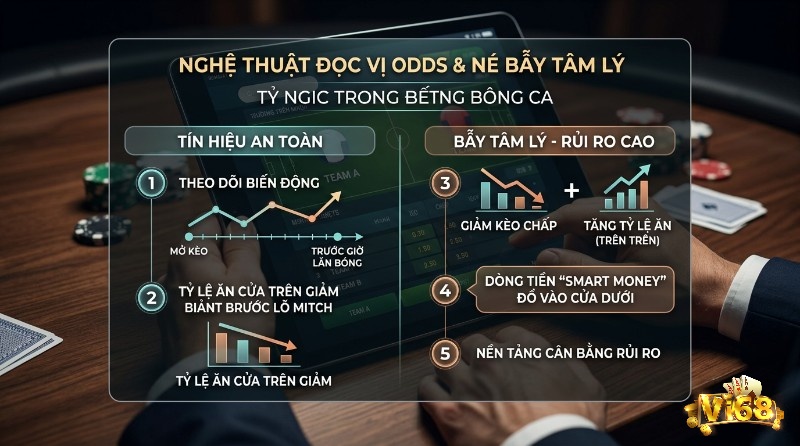 Biến động odds phản ánh dòng tiền: cửa trên giảm odds thường an toàn hơn, còn cửa trên tăng khi kèo chấp giảm có thể cho thấy tiền đang đổ về cửa dưới trong kèo chấp 1 là gì