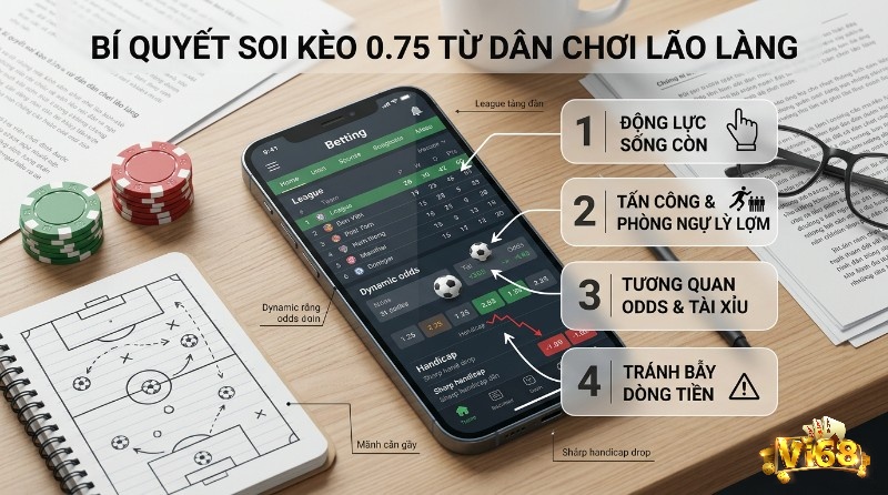 Bí quyết soi kèo 0.75 bằng phân tích động lực, tấn công, phòng ngự, tương quan Odds & Tài Xỉu, tránh bẫy dòng tiền trên ứng dụng cá cược