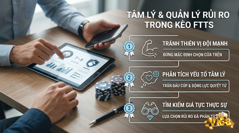 Chiến thuật quản lý rủi ro kèo đội ghi bàn trước là gì: tránh thiên vị đội mạnh, phân tích tâm lý, tìm giá trị thực sự qua thống kê trên tablet