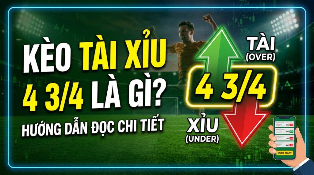 Kèo tài xỉu 4 3/4 là gì? Hướng dẫn đọc kèo chi tiết, dễ hiểu