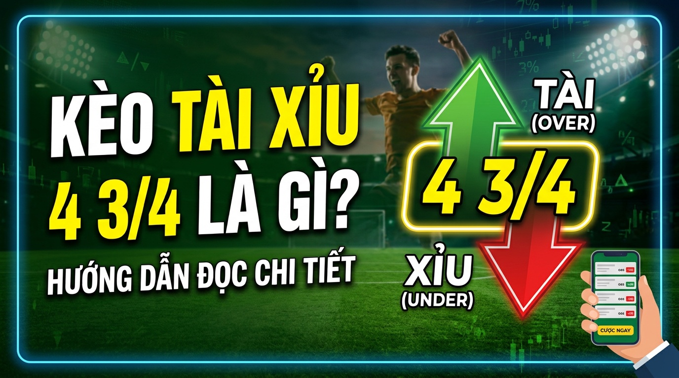 Kèo tài xỉu 4 3/4 là gì? Hướng dẫn đọc kèo chi tiết, dễ hiểu