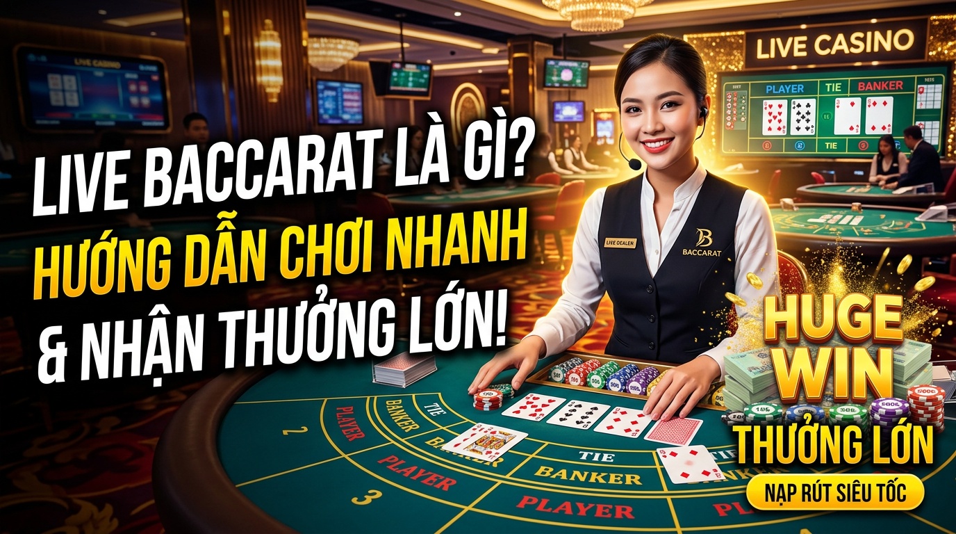 Live Baccarat là gì? Hướng dẫn chơi nhanh, nhận thưởng lớn.